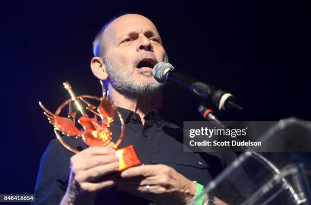 Musician Wayne Kramer of MC5 is honored with an award at the second annual Rock for Recovery benefit concert at The Fonda Theatre on September 16,...