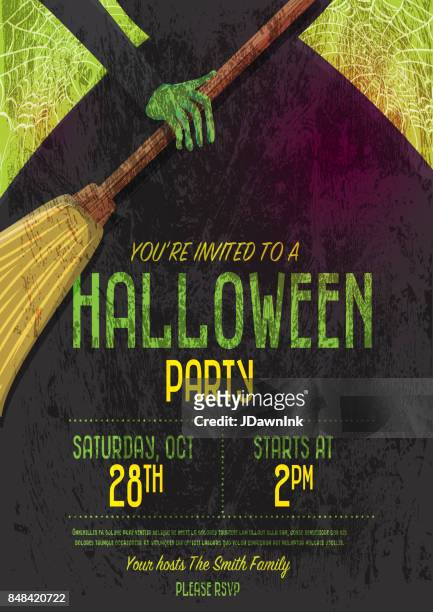 ilustraciones, imágenes clip art, dibujos animados e iconos de stock de diseño de plantillas de invitación de halloween - halloween party