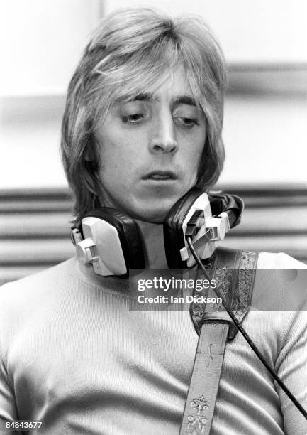 Guitarist Mick Ronson from The Hunter Ronson Band posed at Air Studios in Oxford Street, London in 1974.