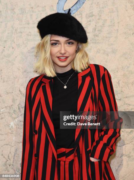 Sophie Simnett attends Topshop's London Fashion Week show on September 17, 2017 in London, England.