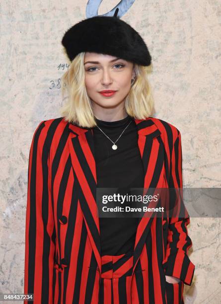 Sophie Simnett attends Topshop's London Fashion Week show on September 17, 2017 in London, England.