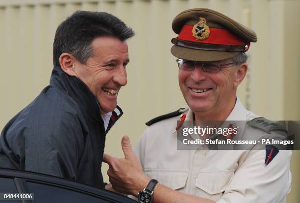 Lord Coe meets Chief of the Defence Staff, General Sir David Richards at a camp in Hainault Forest in Essex, which is home to the military personnel...