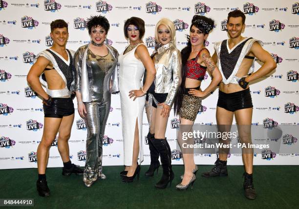 Drag Divas are seen backstage at BT London Live, a series of outdoor concerts to celebrate the Olympic and Paralympic Games, at Hyde Park in London.