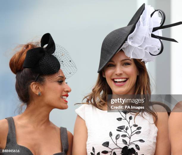 Model Kelly Brook and Actress Preeya Kalidas during Ladies Day of the Glorious Goodwood Festival at Goodwood Racecourse, Chichester.