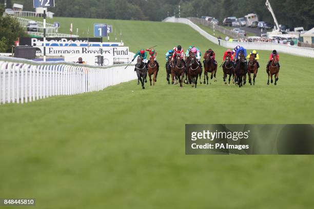 Silver Lime ridden by James Doyle on his way to winning the Betfred Mobile Lotto Handicap during Ladies Day of the Glorious Goodwood Festival at...