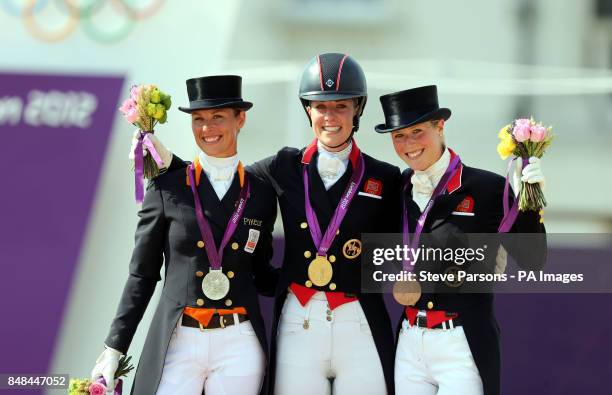 Great Britain's Charlotte Dujardin wins gold medal with Netherlands's Adelinde Cornelissen with Silver and Great Britain's Laura Becholsheimer who...