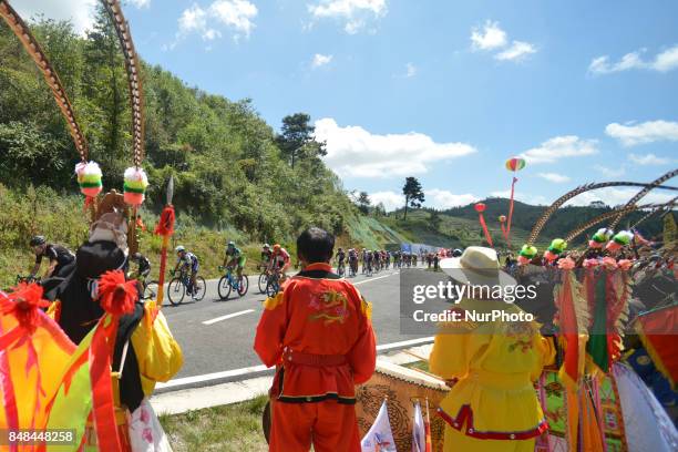 Riders during the fifth and final stage of the 2017 Tour of China 1, the 128.5 km Anshun Circuit Race. On Sunday, 17 September 2017, in Anshun,...