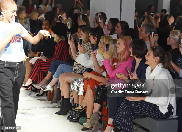 Model Adwoa Aboah walks the runway as Zawe Ashton, Sophie Simnett, Georgina Campbell, Nell Hudson, Amber Anderson, Sabine Getty, Alice...