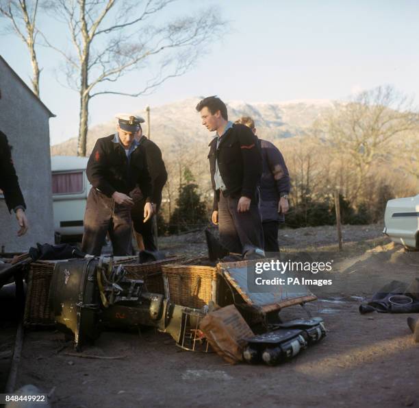 Preparations near the Bluebird boat house by the Royal Navy divers to find the wrecked Bluebird speedboat in which Donald Campbell lost his life at...