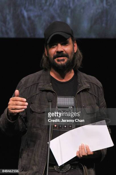 Director Warwick Thornton speaks on stage after being awarded the 2017 Toronto Platform Prize for 'Sweet Country' at the 2017 TIFF Awards Ceremony at...