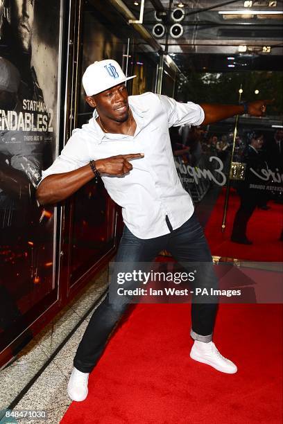 Olympic Gold Medalist Usain Bolt arriving for the UK Premiere of The Expendables 2, at the Empire Cinema, Leicester Square, London.