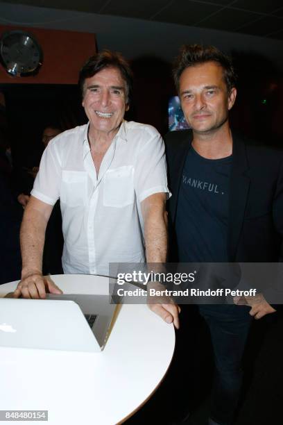 Tony Scotti and David Hallyday attend Sylvie Vartan performs at L'Olympia on September 15, 2017 in Paris, France.