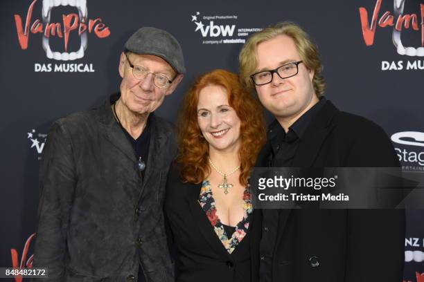 Hans Peter Korff, his wife Christiane Leuchtmann and his son Johannes Korff attend the 'Tanz der Vampire' Musical Premiere at Stage Theater on...