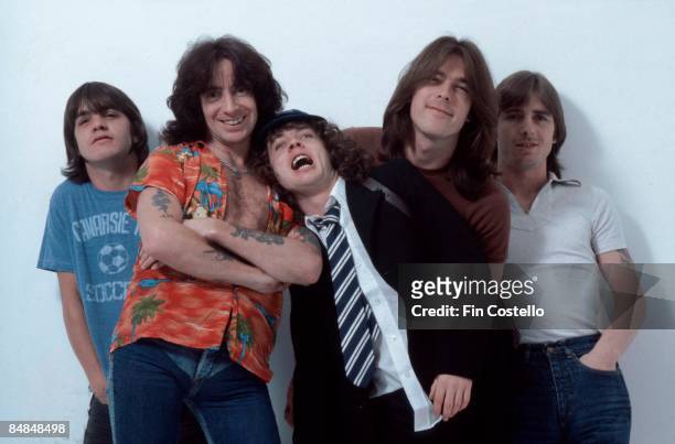 Photo of AC DC and Malcolm YOUNG and Cliff WILLIAMS and Bon SCOTT and Angus YOUNG and AC/DC and Phil RUDD, L-R: Malcolm Young, Bon Scott, Angus...