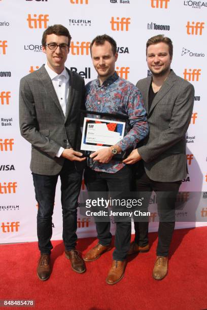 Director Wayne Wapeemukwa poses after being awarded The City of Toronto Award for Best Canadian First Feature Film for 'Luk'Luk'I' at the 2017 TIFF...