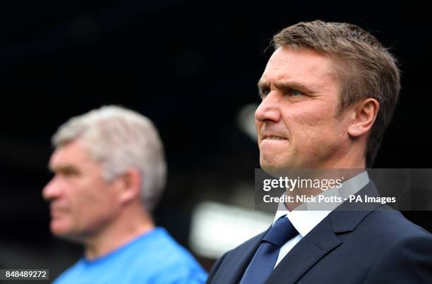 Birmingham City manager Lee Clark with first team coach Derek Fazackerley