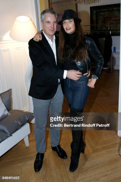 Stylist of Sylvie's Scene Costume, Olivier Lapidus and his wife Yara Lapidus attend the Dinner after Sylvie Vartan performed at L'Olympia on...
