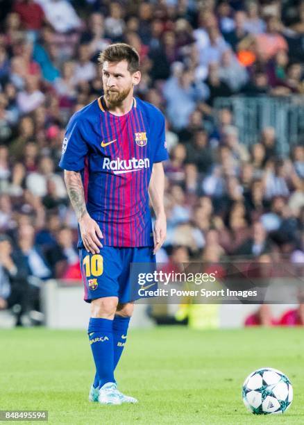 Lionel Andres Messi of FC Barcelona in action during the UEFA Champions League 2017-18 match between FC Barcelona and Juventus at Camp Nou on 12...