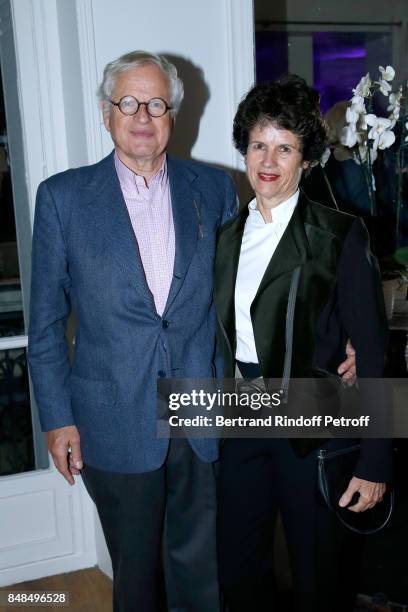 Editor Bernard Fixot and his wife Valerie-Anne Giscard d'Estaing attend the Dinner after Sylvie Vartan performed at L'Olympia on September 16, 2017...