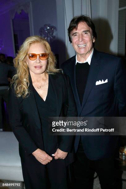 Sylvie Vartan and her husband Tony Scotti attend the Dinner after Sylvie Vartan performed at L'Olympia on September 16, 2017 in Paris, France.