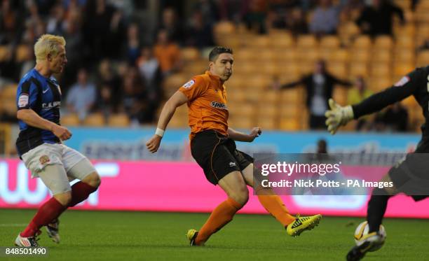 Wolverhampton Wanderers' Stephen Ward scores the opening goal against Barnsley during the npower Football League Championship match at the Molineux...