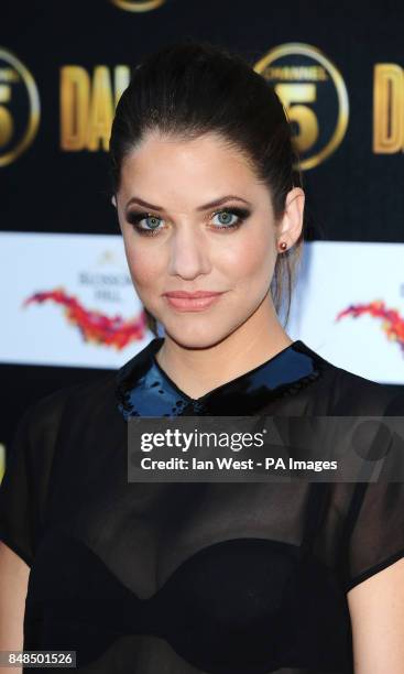 Julie Gonzalo arrives at the Channel 5 Dallas launch party at Old Billinsgate in London.