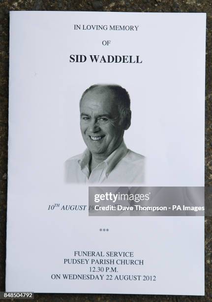 Copy of the Order of Service for the funeral of former darts commentator Sid Waddell, at his funeral at Pudsey Parish Church in West Yorkshire.