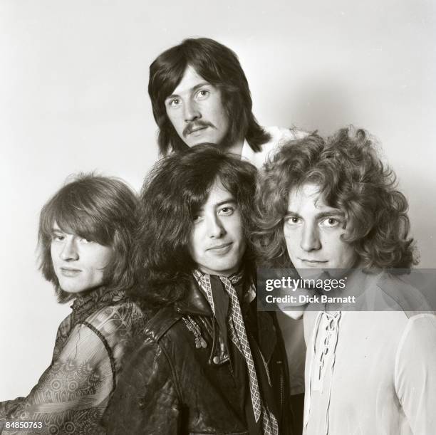 English rock group Led Zeppelin posed in London in December 1968. Clockwise from top: John Bonham, Robert Plant, Jimmy Page and John Paul Jones.
