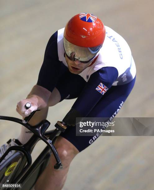 Jon Allan Butterworth during a training session at the Velodrome in Newport, Wales.