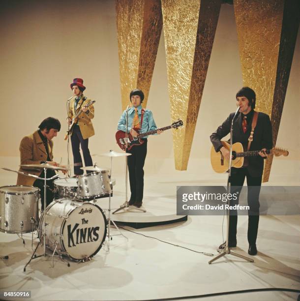 English rock group The Kinks, from left, Mick Avory, Dave Davies , Pete Quaife and Ray Davies, perform on the music television show Top Of The Pops...