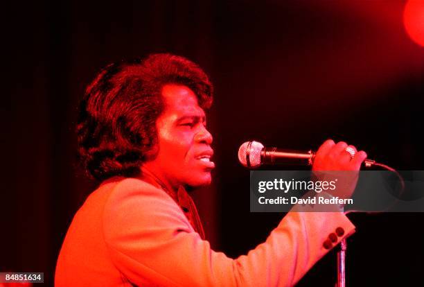 American soul singer and songwriter James Brown performs live on stage at The Venue in London in September 1979. James Brown would go on to play 5...