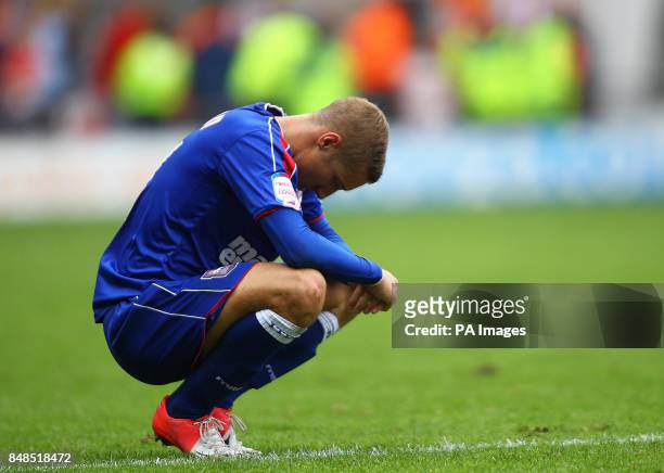 Ipswich Town's Lee Martin looks dejected following the npower Football League Championship match at Bloomfield Road, Blackpool.