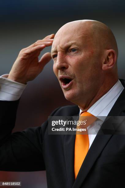 Blackpool's manager Ian Holloway shouts on his team during the npower Football League Championship match at Bloomfield Road, Blackpool.