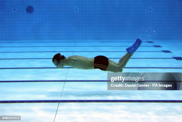 Swimmer during the training session at the Aquatics centre in the Olympic Park, London.