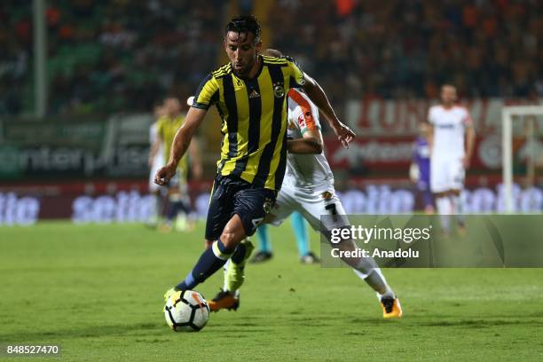 Isla of Fenerbahce in action during 5th week of the Turkish Super Lig match between Aytemiz Alanyaspor and Fenerbahce at the Bahcesehir Okullari...