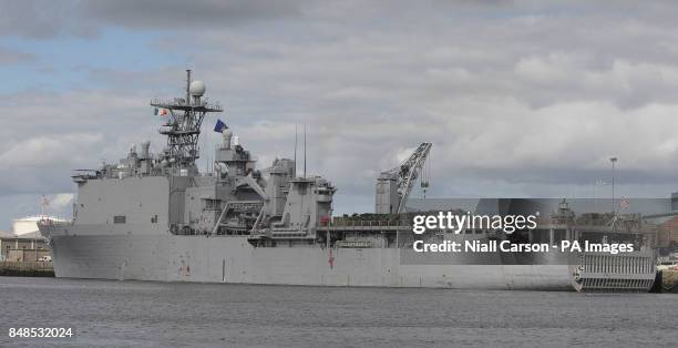 The US Navy Ship USS Fort McHenry in Dublin port today.