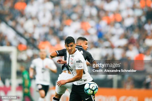 Balbuena of Corinthians and Paulinho of Vasco da Gama in action during the match between Corinthians and Vasco da Gama for the Brasileirao Series A...