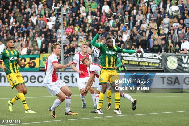 Bjorn Johnsen of ADO Den Haag, Frenkie de Jong of Ajax, Matthijs de Ligt of Ajax, Joel Veltman of Ajax, Wilfried Kanon of ADO Den Haag during the...