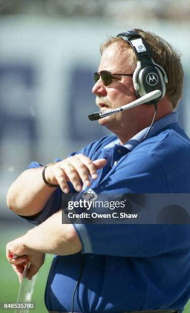 Mike Holmgren head coach of the Seattle Seahawks against the San Diego Chargers at Jack Murphy Stadium circa 1999 in San Diego,California.