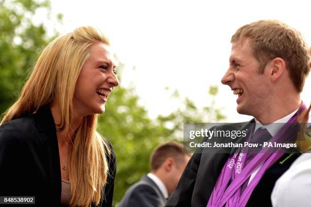 Laura Trott and Jason Kenny at a reception in honour of his two Olympic gold medals, at Bolton Town Hall, Lancashire, where thousands of people...