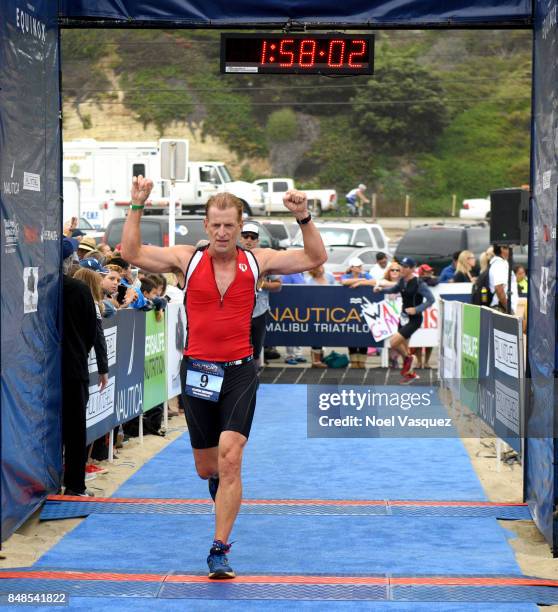 Phillip Palmer participates in the Nautica Malibu Triathlon at Zuma Beach on September 17, 2017 in Malibu, California.