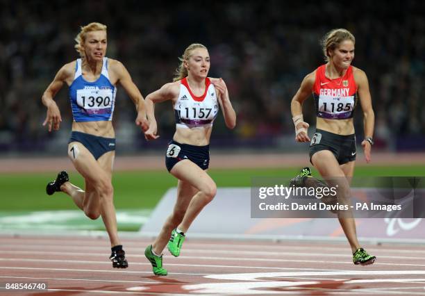Great Britain's Jenny McLoughlin during the Women's 100m - T37 at the Olympic Stadium, London.
