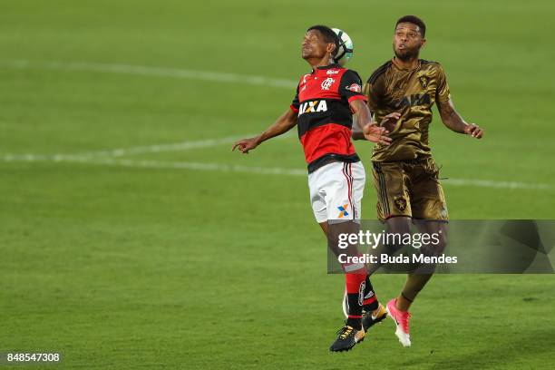 Marcio Araujo of Flamengo struggles for the ball with Andre of Sport Recife during a match between Flamengo and Sport Recife as part of Brasileirao...