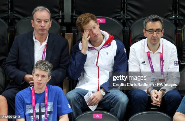 Prince Harry attends the Women's Goalball on day six of the London 2012 Paralympic Games at The Copper Box in the Olympic Park.