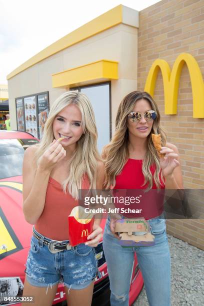 Lauren Bushnell and Becca Tilley attend McDonald's celebrates Buttermilk Crispy Tenders on race day at the Chicagoland Speedway on September 17, 2017...