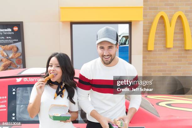 Cierra Ramirez and Jeff Wittek attend McDonald's celebrates Buttermilk Crispy Tenders on race day at the Chicagoland Speedway on September 17, 2017...