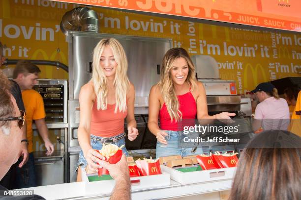 Lauren Bushnell and Becca Tilley attend McDonald's celebrates Buttermilk Crispy Tenders on race day at the Chicagoland Speedway on September 17, 2017...