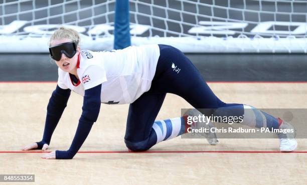 Great Britain's Georgina Bullen during the Womens Goalball match against Denmark on day six of the London 2012 Paralympic Games at The Copper Box on...