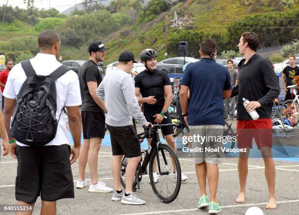 Actor Zac Efron participates in the Nautica Malibu Triathlon at Zuma Beach on September 17, 2017 in Malibu, California.