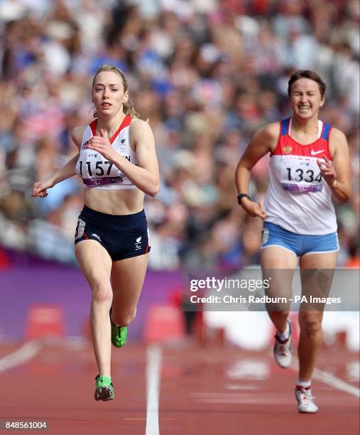 Great Britain's Jenny McLoughlin in action during the Women's 200m - T37 heats at the Olympic Stadium, London.